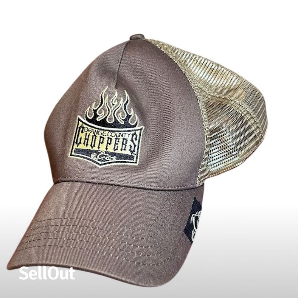 Orange County Choppers Trucker Hat Brown Mesh Snapback Cap Unisex